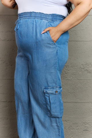 Shop GeeGee Out Of Site Full Size Denim Cargo Pants - High-Quality U.S. Made Women’s Fashion with Free & Fast Shipping