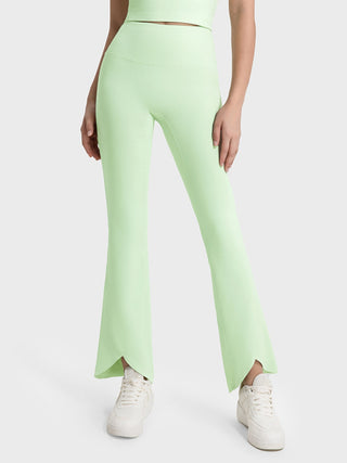 Shop Light Green Wide Waistband Bootcut Sports Pants - High-Quality U.S. Made Women’s Fashion with Free & Fast Shipping