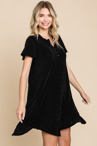 Shop Culture Code Full Size Short Sleeve Ruffled Asymmetric Hem Dress - High-Quality U.S. Made Women’s Fashion with Free & Fast Shipping