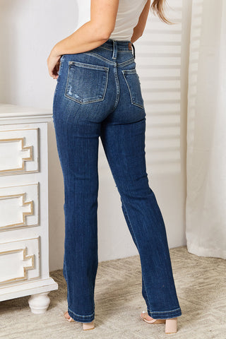 Shop Judy Blue Full Size Mid Rise Hand Sand & Destroy Bootcut Jeans - High-Quality U.S. Made Women’s Fashion with Free & Fast Shipping