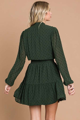 Shop Culture Code Swiss Dot Smock Neck Mini Dress with Pockets - High-Quality U.S. Made Women’s Fashion with Free & Fast Shipping