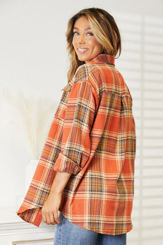 Shop Plaid Dropped Shoulder Shirt - High-Quality U.S. Made Women’s Fashion with Free & Fast Shipping