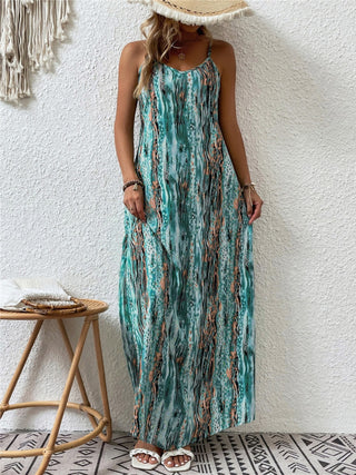 Shop Full Size Printed Scoop Neck Maxi Cami Dress - High-Quality U.S. Made Women’s Fashion with Free Fast Shipping