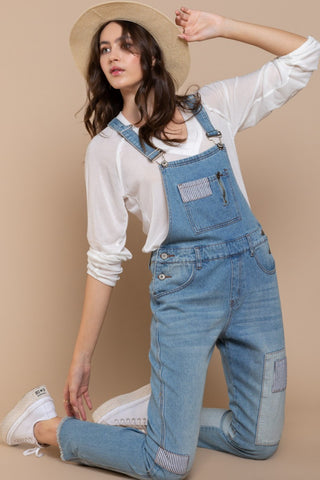 Shop POL Front Chest Zipper Slim Leg Denim Overalls - High-Quality U.S. Made Women’s Fashion with Free Fast Shipping