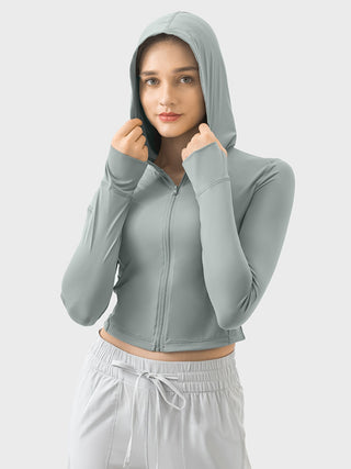 Shop Millennia Zip Up Hooded Long Sleeve Active Outerwear - High-Quality U.S. Made Women’s Fashion with Free & Fast Shipping