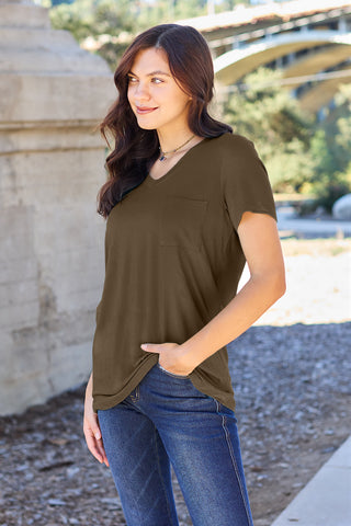 Shop Basic Bae Full Size V-Neck Short Sleeve T-Shirt - High-Quality U.S. Made Women’s Fashion with Free & Fast Shipping