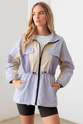 Shop Le Lis Color Block Collared Wind Breaker Jacket - High-Quality U.S. Made Women’s Fashion with Free & Fast Shipping