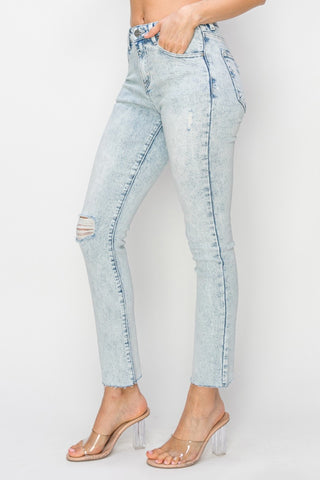 Shop Risen Full Size High Rise Distressed Skinny Jeans - High-Quality U.S. Made Women’s Fashion with Free & Fast Shipping