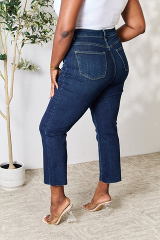 Shop BAYEAS Full Size Raw Hem Straight Jeans - High-Quality U.S. Made Women’s Fashion with Free & Fast Shipping