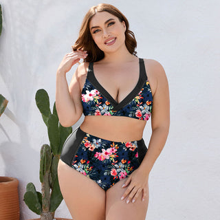 Shop Plus Size Floral High Waist Two-Piece Swim Set - High-Quality U.S. Made Women’s Fashion with Free Fast Shipping