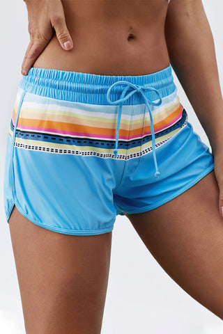 Shop Striped Drawstring Elastic Board Shorts - High-Quality U.S. Made Women’s Fashion with Free Fast Shipping