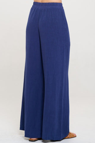 Shop RENEE C Linen Wide Leg Pants with Pockets - High-Quality U.S. Made Women’s Fashion with Free & Fast Shipping