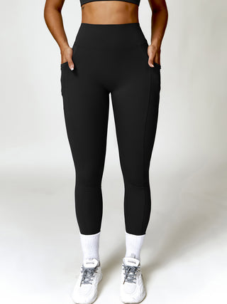 Shop Ruched Pocketed High Waist Active Leggings - High-Quality U.S. Made Women’s Fashion with Free & Fast Shipping