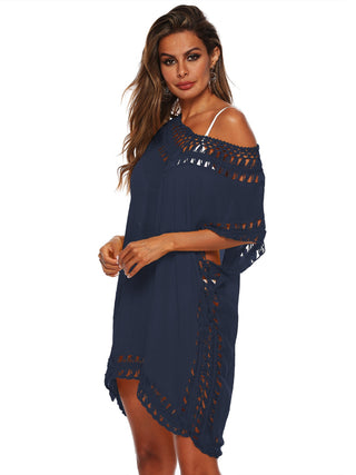 Shop Cutout V-Neck Short Sleeve Cover-Up - High-Quality U.S. Made Women’s Fashion with Free Fast Shipping