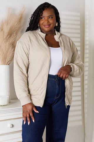 Shop Heimish Full Size Zip-Up Jacket with Pockets - High-Quality U.S. Made Women’s Fashion with Free & Fast Shipping