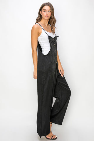 Shop HYFVE Half Button Sleeveless Straight Jumpsuit - High-Quality U.S. Made Women’s Fashion with Free & Fast Shipping