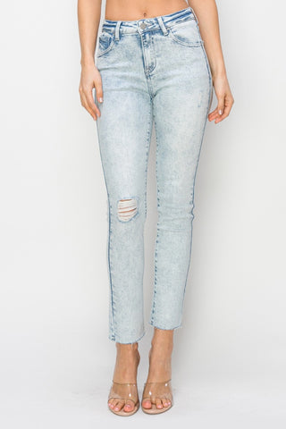 Shop Light Risen Full Size High Rise Distressed Skinny Jeans - High-Quality U.S. Made Women’s Fashion with Free & Fast Shipping