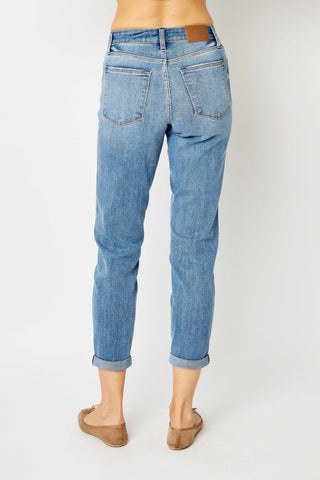 Shop Judy Blue Full Size Cuffed Hem Slim Jeans - High-Quality U.S. Made Women’s Fashion with Free & Fast Shipping