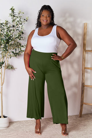 Shop Double Take Full Size Smocked Wide Waistband Wide Leg Pants - High-Quality U.S. Made Women’s Fashion with Free & Fast Shipping