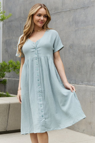 Shop Sweet Lovely By Jen Full Size Button Down Midi Dress - High-Quality U.S. Made Women’s Fashion with Free & Fast Shipping