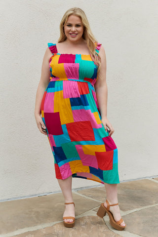 Shop And The Why Multicolored Square Print Summer Dress - High-Quality U.S. Made Women’s Fashion with Free & Fast Shipping