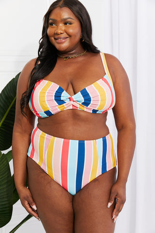 Shop Marina West Swim Take A Dip Twist High-Rise Bikini in Stripe - High-Quality U.S. Made Women’s Fashion with Free & Fast Shipping