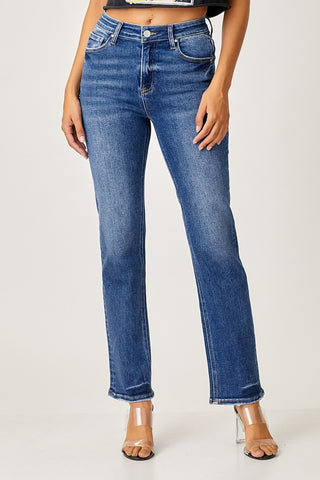 Shop RISEN Mid Rise Slim Straight Jeans - High-Quality U.S. Made Women’s Fashion with Free & Fast Shipping