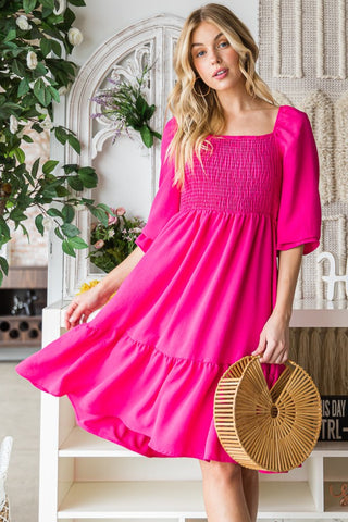 Shop Reborn J Smocked Ruffle Hem Dress - High-Quality U.S. Made Women’s Fashion with Free & Fast Shipping