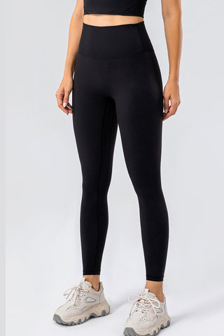 Shop Black High Waist Wide Waistband Active Leggings - High-Quality U.S. Made Women’s Fashion with Free & Fast Shipping