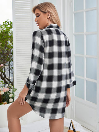 Shop Plaid Lapel Collar Shirt Dress - High-Quality U.S. Made Women’s Fashion with Free & Fast Shipping