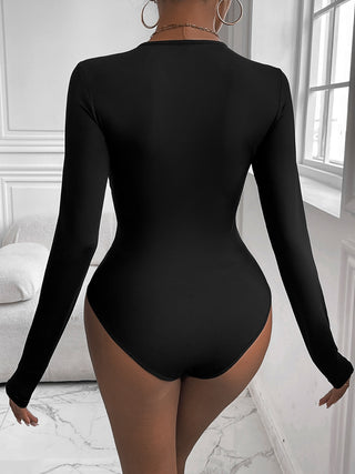 Shop Twisted Round Neck Long Sleeve Bodysuit - High-Quality U.S. Made Women’s Fashion with Free & Fast Shipping