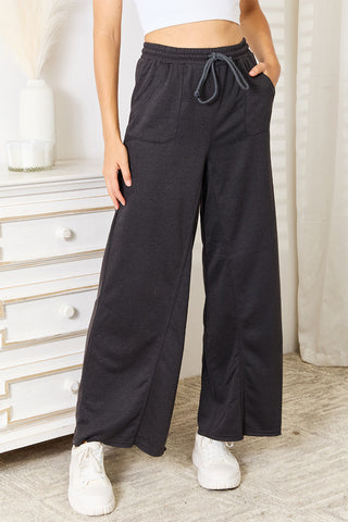 Shop Dark Gray Basic Bae Wide Leg Pocketed Pants - High-Quality U.S. Made Women’s Fashion with Free & Fast Shipping