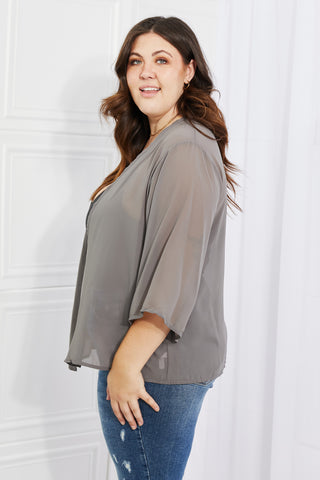 Shop Melody Just Breathe Full Size Chiffon Kimono in Grey - High-Quality U.S. Made Women’s Fashion with Free & Fast Shipping