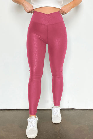 Shop Dusty Pink Solid High Waist Leggings - High-Quality U.S. Made Women’s Fashion with Free & Fast Shipping