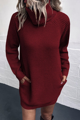 Shop Turtleneck Sweater Dress with Pockets - High-Quality U.S. Made Women’s Fashion with Free Fast Shipping