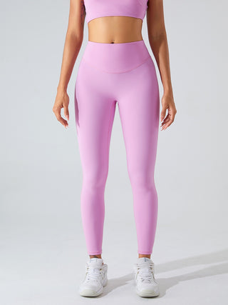 Shop Pink High Waist Wide Waistband Active Leggings - High-Quality U.S. Made Women’s Fashion with Free & Fast Shipping