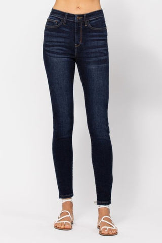 Shop Dark Judy Blue Full Size High Waist Handsand Skinny Jeans - High-Quality U.S. Made Women’s Fashion with Free & Fast Shipping