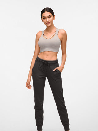 Shop Double Take Tied Joggers with Pockets - High-Quality U.S. Made Women’s Fashion with Free & Fast Shipping