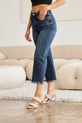 Shop RFM Full Size Tummy Control High Waist Raw Hem Jeans - High-Quality U.S. Made Women’s Fashion with Free Fast Shipping