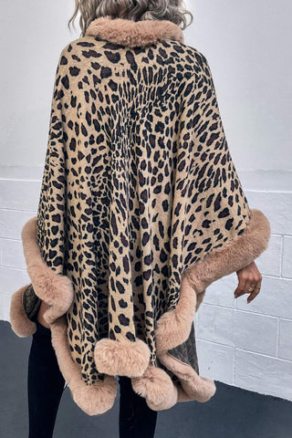 Shop Leopard Open Front Poncho - High-Quality U.S. Made Women’s Fashion with Free & Fast Shipping