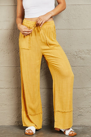 Shop HEYSON Love Me Full Size Mineral Wash Wide Leg Pants - High-Quality U.S. Made Women’s Fashion with Free & Fast Shipping