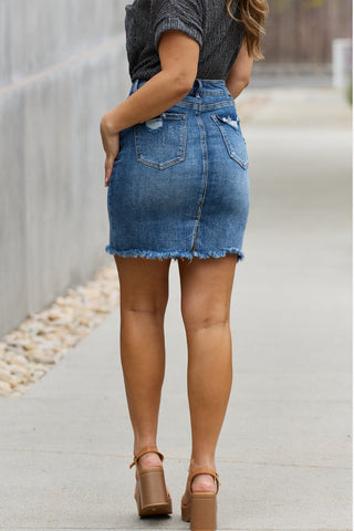 Shop RISEN Amelia Full Size Denim Mini Skirt - High-Quality U.S. Made Women’s Fashion with Free Fast Shipping