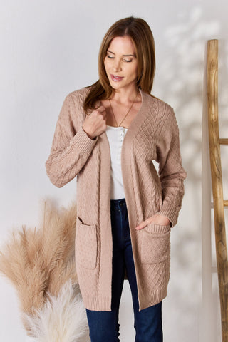 Shop Hailey & Co Full Size Cable-Knit Pocketed Cardigan - High-Quality U.S. Made Women’s Fashion with Free & Fast Shipping