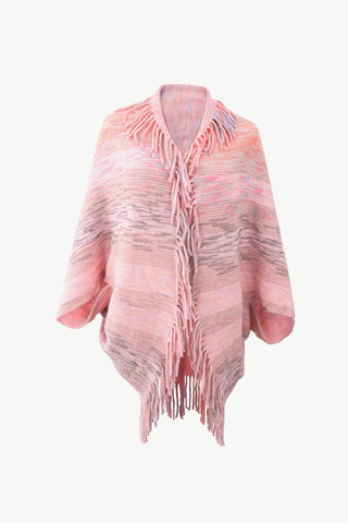 Shop Multicolored Fringe Trim Poncho - High-Quality U.S. Made Women’s Fashion with Free Fast Shipping