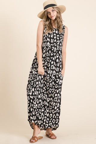 Shop BOMBOM Leopard Maxi Dress with Pockets - High-Quality U.S. Made Women’s Fashion with Free & Fast Shipping