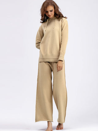 Shop Long Sleeve Hooded Sweater and Knit Pants Set - High-Quality U.S. Made Women’s Fashion with Free Fast Shipping