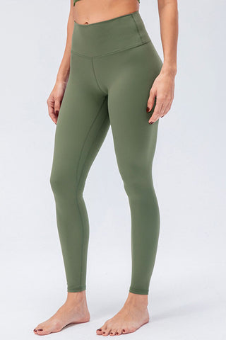 Shop Matcha Green Wide Waistband Slim Fit Active Leggings - High-Quality U.S. Made Women’s Fashion with Free & Fast Shipping