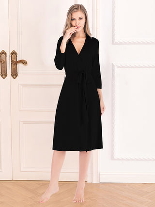 Shop Plunge Tie Front Night Dress - High-Quality U.S. Made Women’s Fashion with Free Fast Shipping