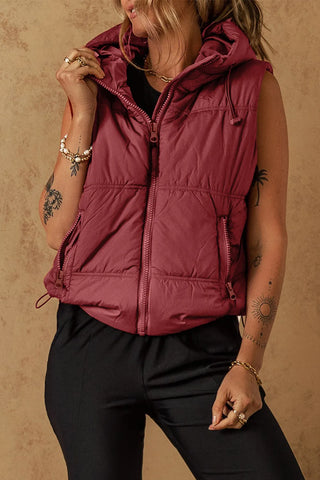 Shop Drawstring Zip Up Vest Coat - High-Quality U.S. Made Women’s Fashion with Free Fast Shipping