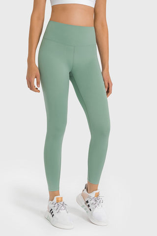 Shop Green High Waist Ankle-Length Yoga Leggings - High-Quality U.S. Made Women’s Fashion with Free & Fast Shipping